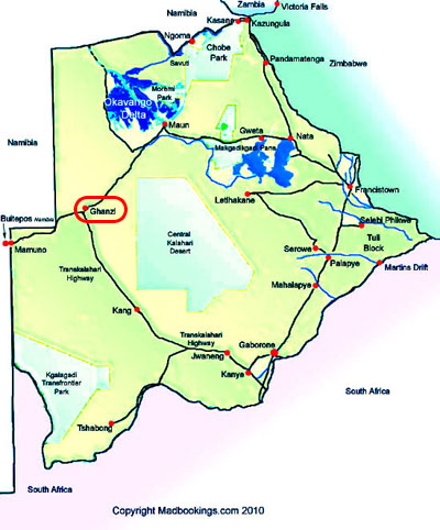 map of ghanzi