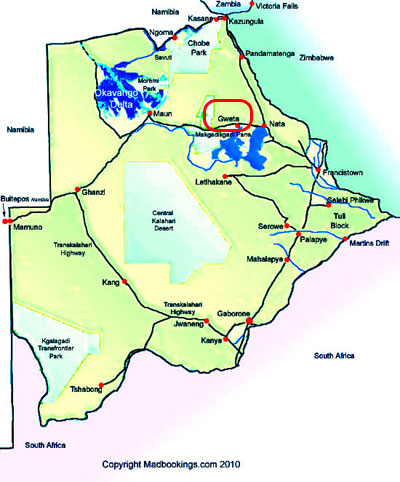 map of gweta