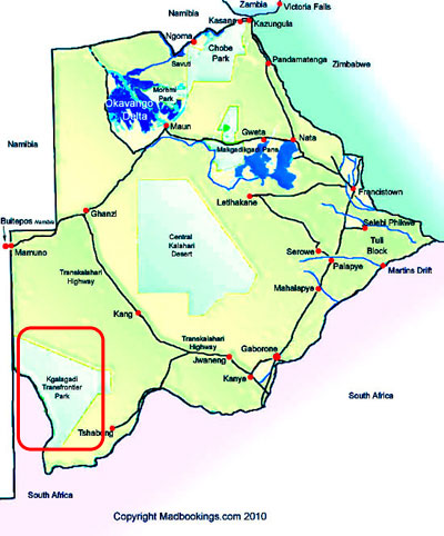 map of Kgalagadi park