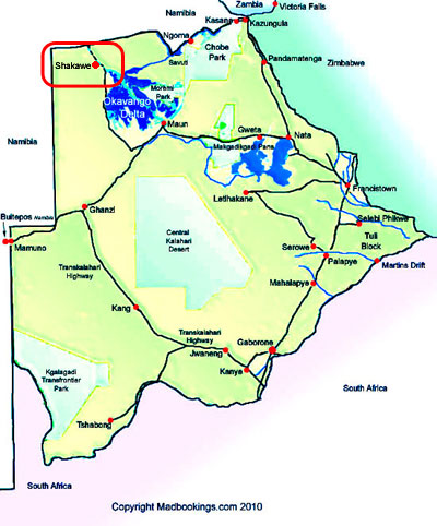 map of shakawe